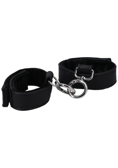 Doc Johnson Hand Cuffs In A Bag Faux Leather Velcro Black