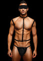 Envy 3 Pc Wet Look Chest Harness Set Black Menswear