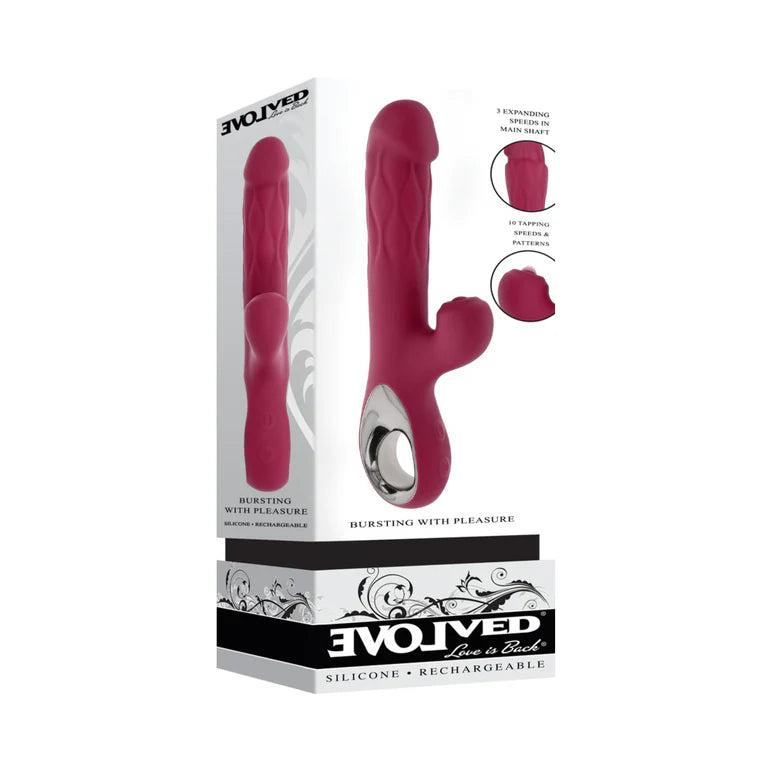 Evolved Bursting With Pleasure Expanding Dual Vibrator Burgundy