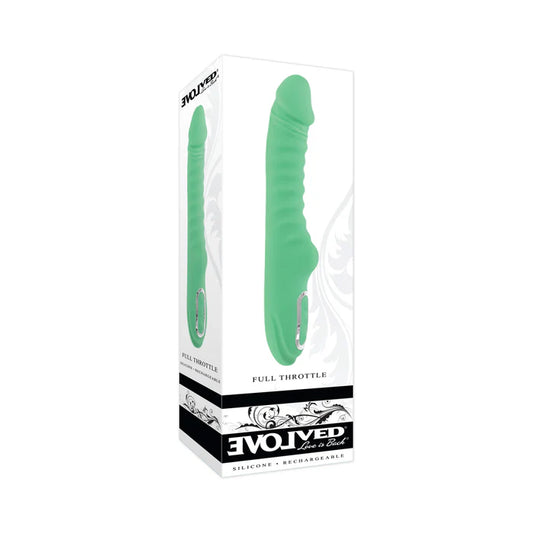Evolved Full Throttle Rechargeable Warming Vibrator Silicone Mint Green
