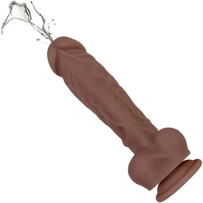 Evolved Big Shot Rechargeable Vibrating 8 in. Silicone Squirting Dildo Brown