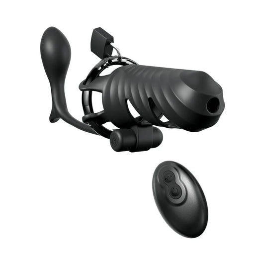 Fantasy C-Ringz Remote-Controlled Vibrating Cock Blocker with Ass-Gasm Plug Black