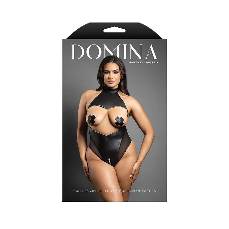 Fantasy Lingerie Domina Cupless Teddy Black Queen Size