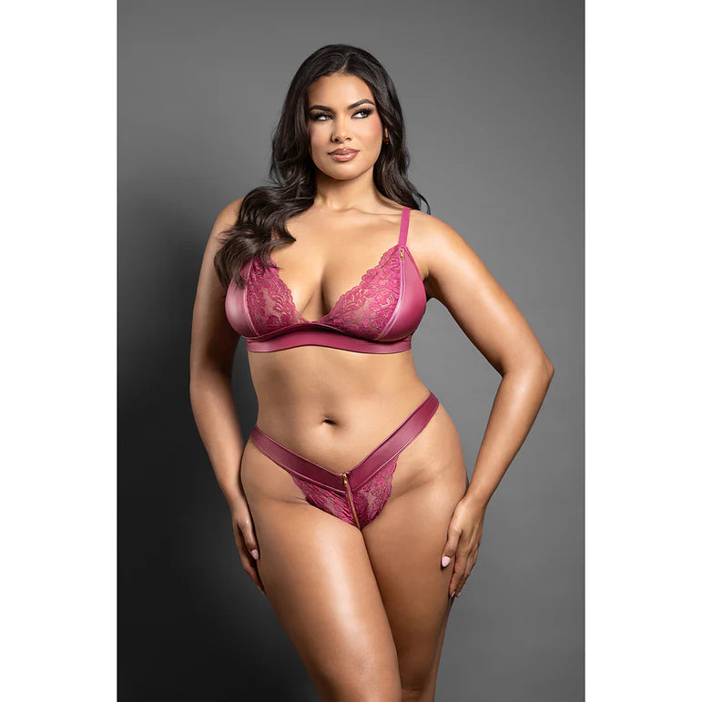 Fantasy Lingerie Domina Bralette & Panty Set Berry