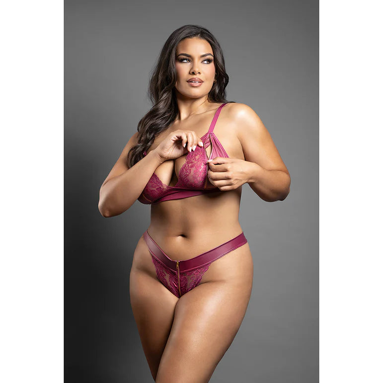 Fantasy Lingerie Domina Bralette & Panty Set Berry