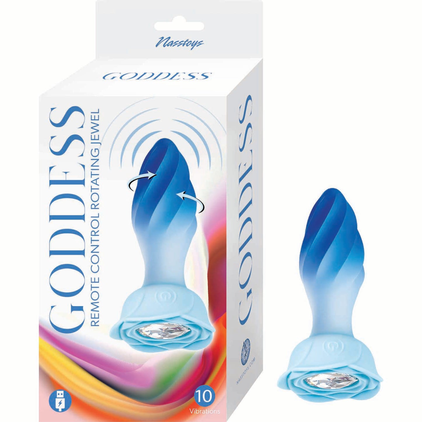 Goddess Remote Control Rotating Jewel Blue Plug
