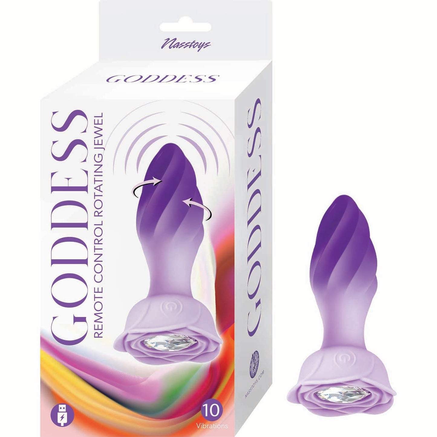 Goddess Remote Control Rotating Jewel Purple Plug