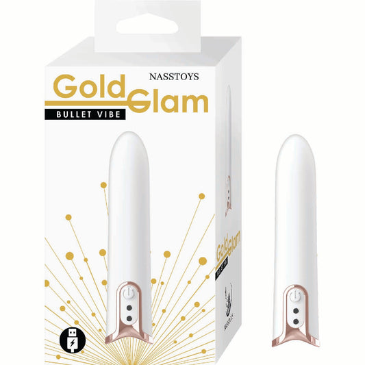 Gold Glam Bullet Vibe White Rechargeable Mini Vibrator