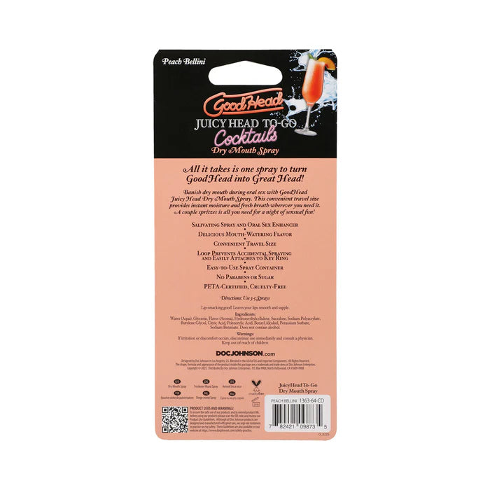 GoodHead Juicy Head Cocktails Dry Mouth Spray To-Go Peach Bellini