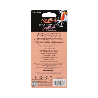 GoodHead Juicy Head Cocktails Dry Mouth Spray To-Go Peach Bellini