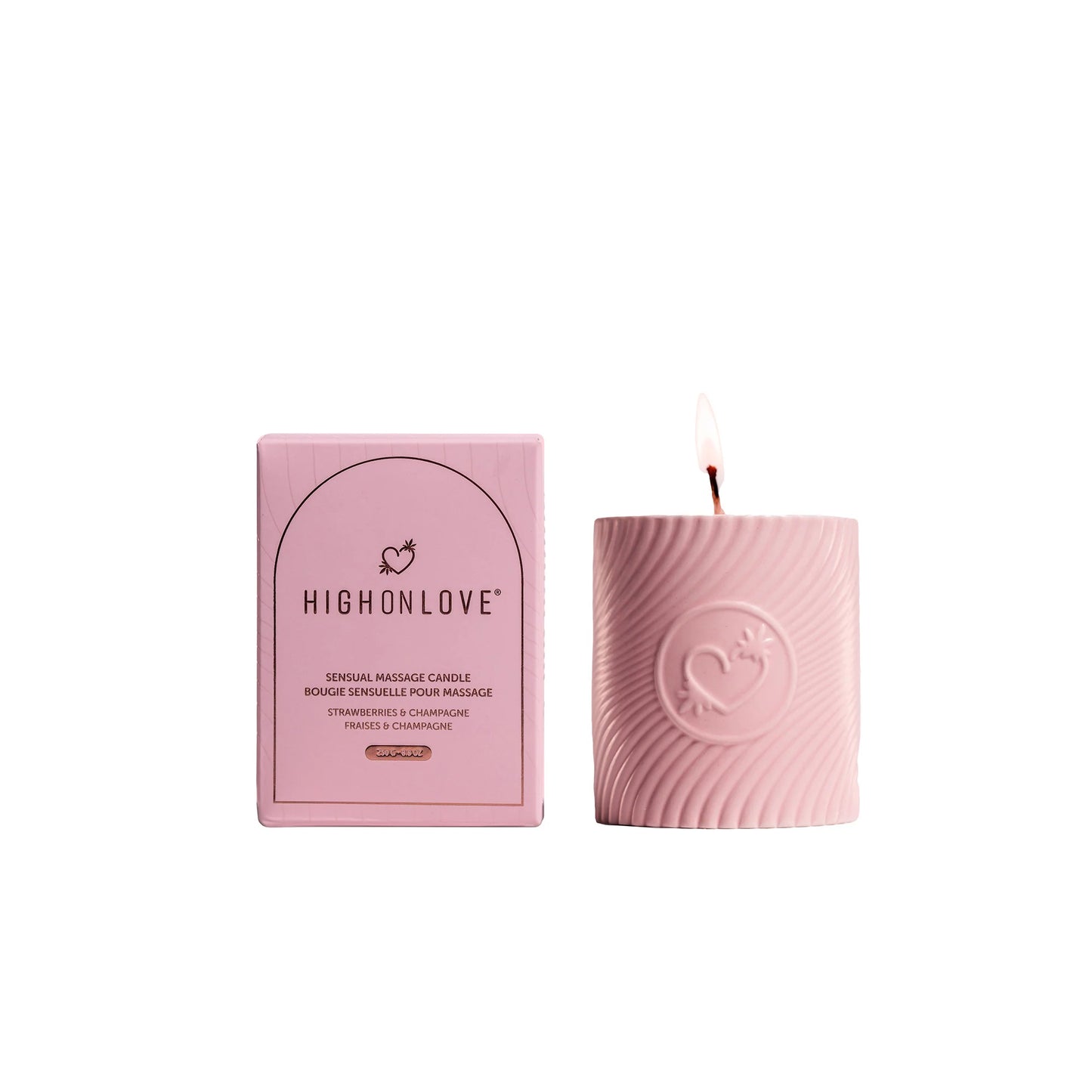HighOnLove Pink Massage Candle Strawberries & Champagne