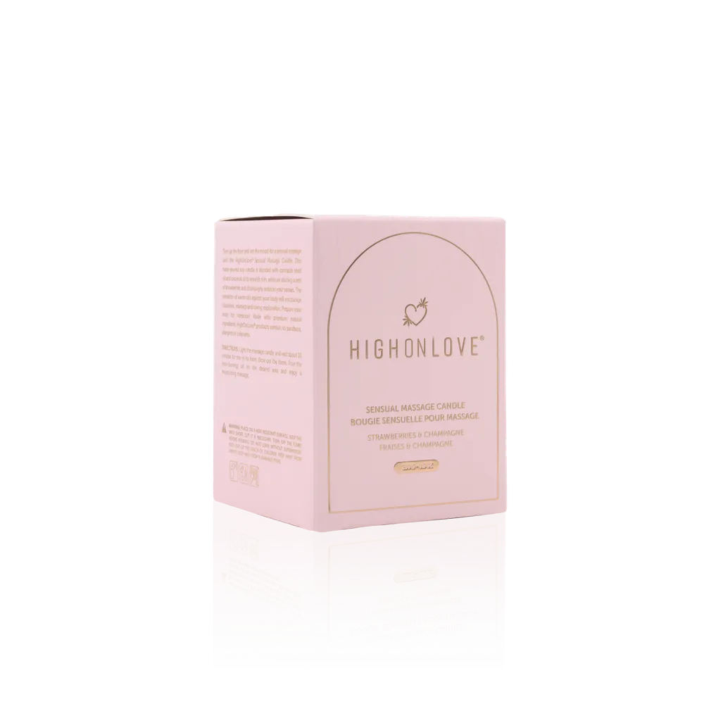 HighOnLove Pink Massage Candle Strawberries & Champagne