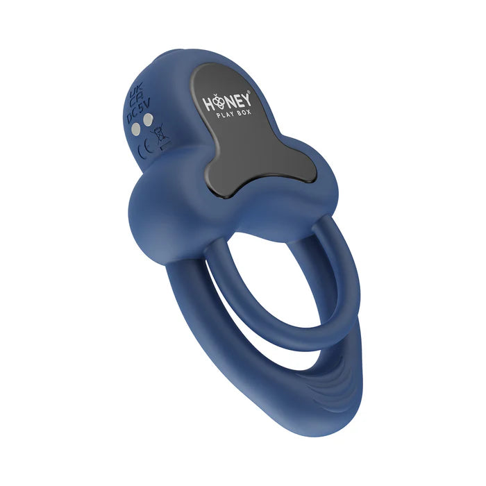 Honey Play Box Anello App-Controlled Vibrating Double Cock Ring with Clitoral Stimulator Black