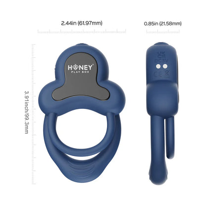 Honey Play Box Anello App-Controlled Vibrating Double Cock Ring with Clitoral Stimulator Black
