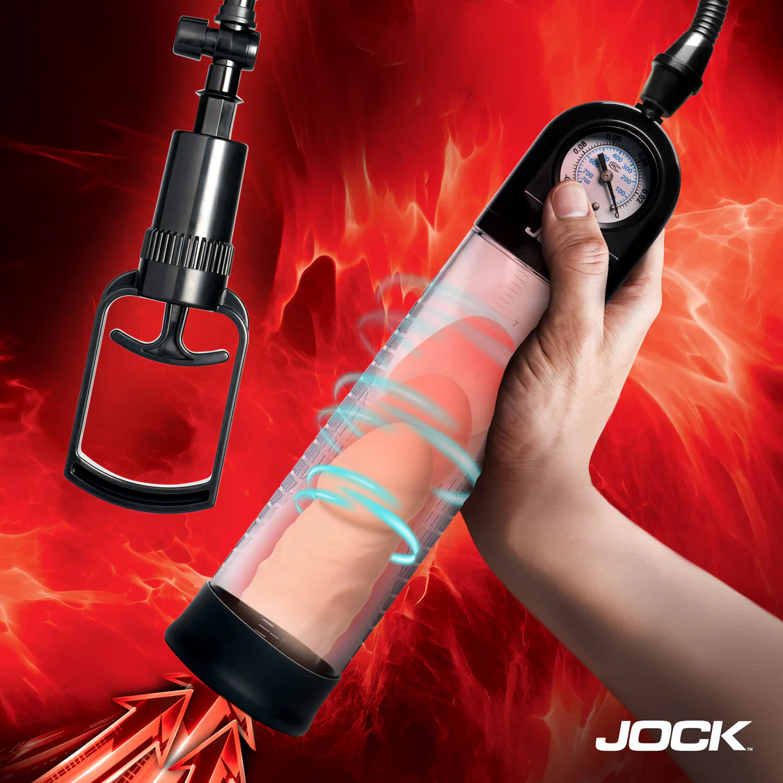 JOCK Pump Up Gauge Penis Pump with Pull Rod