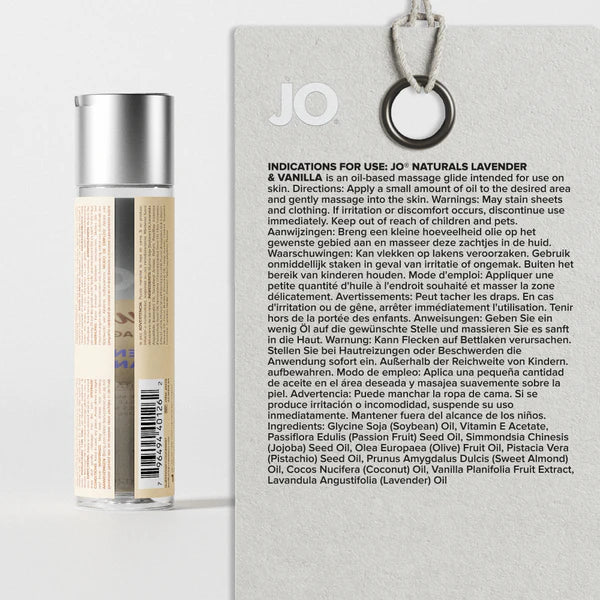 JO Naturals Massage Oil Lavender & Tahitian Vanilla 4 oz.