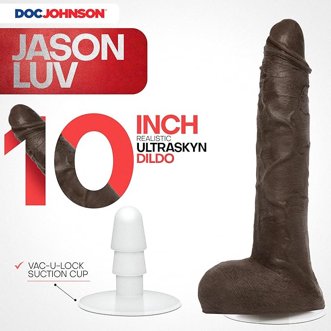 Jason Luv 10in ULTRASKYN Cock with Removable Vac-U-Lock Suction Cup Chocolate