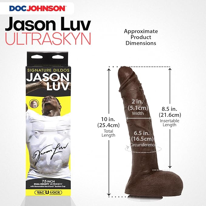 Jason Luv 10in ULTRASKYN Cock with Removable Vac-U-Lock Suction Cup Chocolate