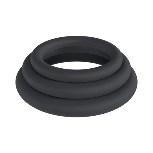 LEVELZ Classic Silicone Cock Ring Set of 3 (L/XL/XXL) Black