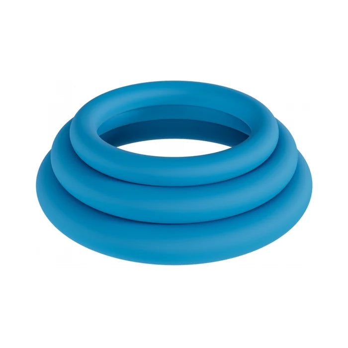 LEVELZ Classic Silicone Cock Ring Set of 3 (L/XL/XXL) Teal