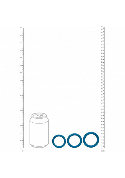 LEVELZ Classic Silicone Cock Ring Set of 3 (L/XL/XXL) Teal
