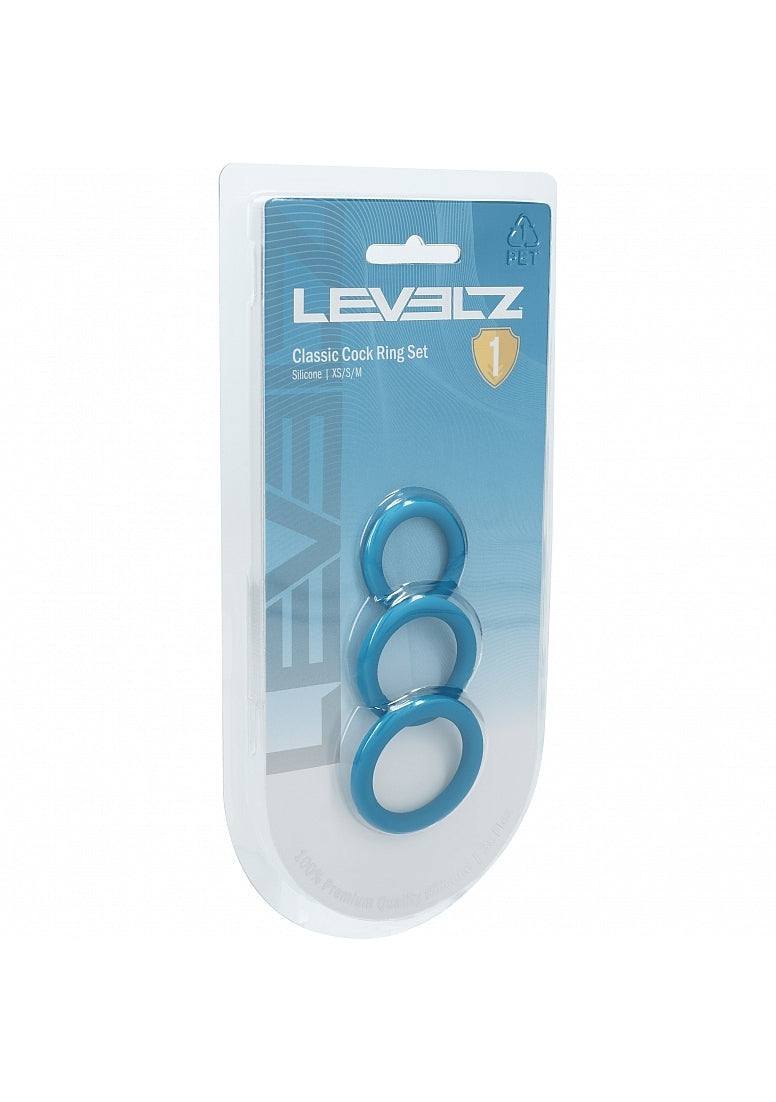 LEVELZ Classic Silicone Cock Ring Set of 3 (XS/S/M) Teal