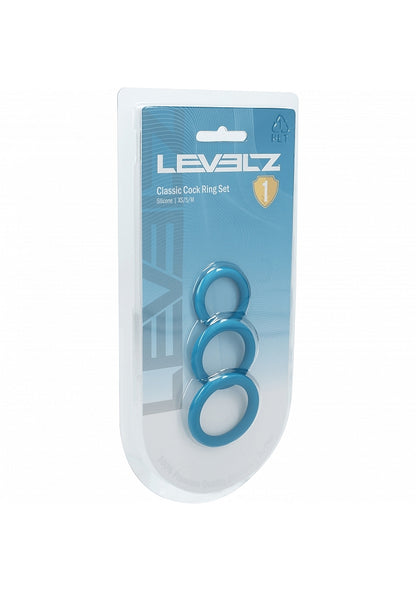 LEVELZ Classic Silicone Cock Ring Set of 3 (XS/S/M) Teal