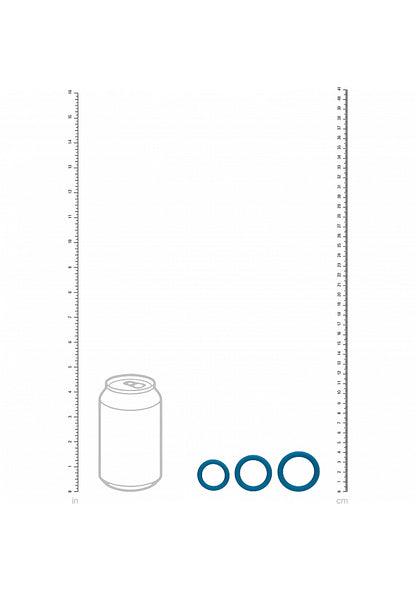 LEVELZ Classic Silicone Cock Ring Set of 3 (XS/S/M) Teal