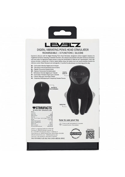 LEVELZ Digital Vibrating Silicone Penis Head Stimulator with Tentacles Black