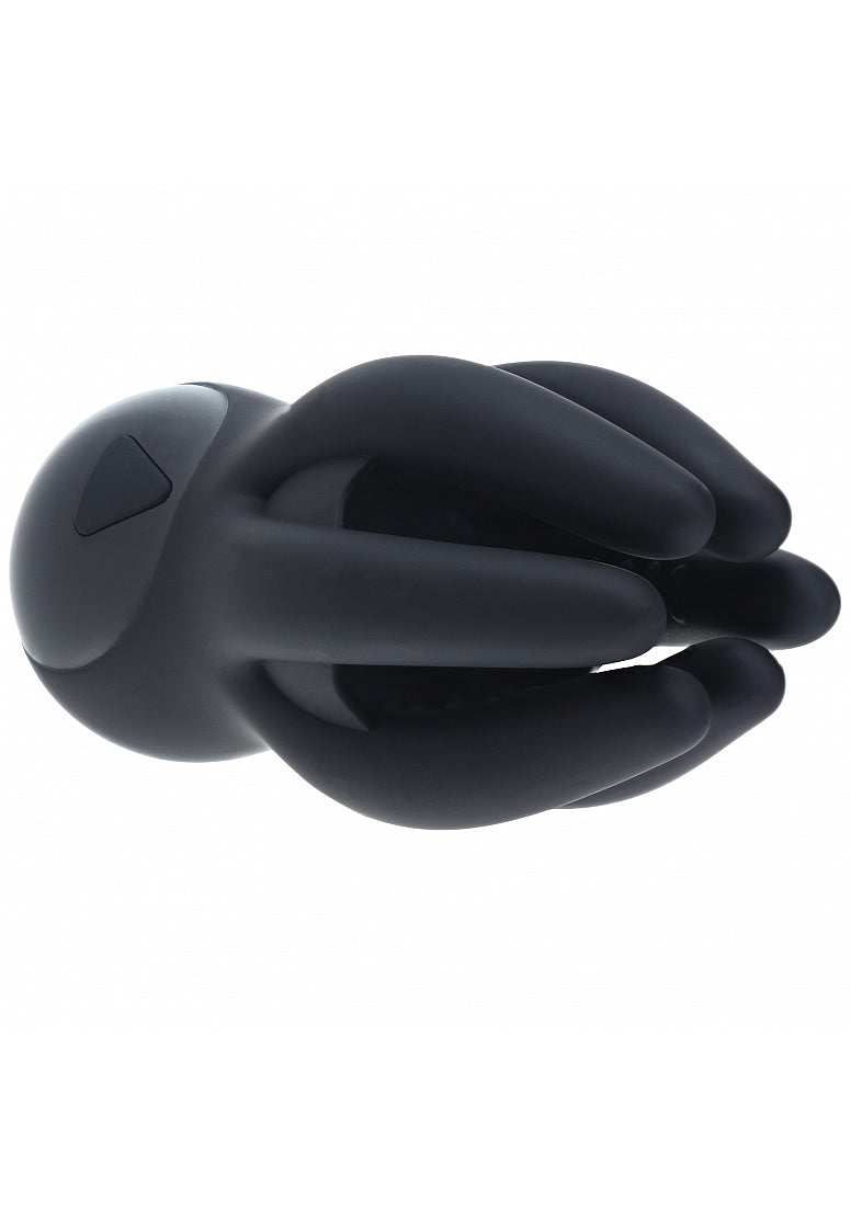 LEVELZ Digital Vibrating Silicone Penis Head Stimulator with Tentacles Black