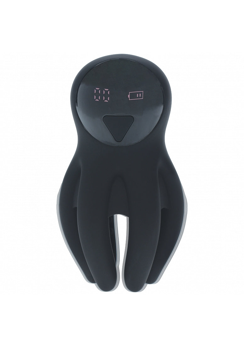 LEVELZ Digital Vibrating Silicone Penis Head Stimulator with Tentacles Black