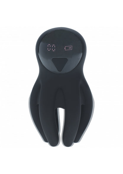 LEVELZ Digital Vibrating Silicone Penis Head Stimulator with Tentacles Black