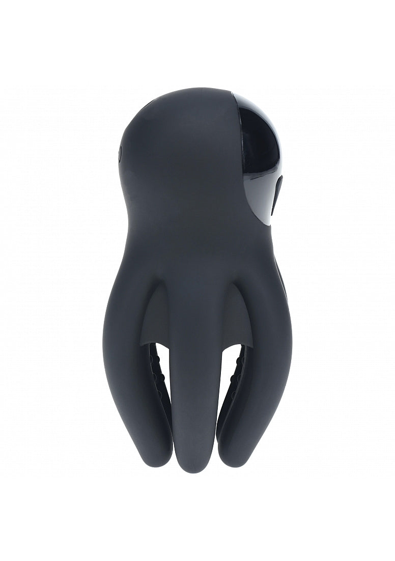LEVELZ Digital Vibrating Silicone Penis Head Stimulator with Tentacles Black
