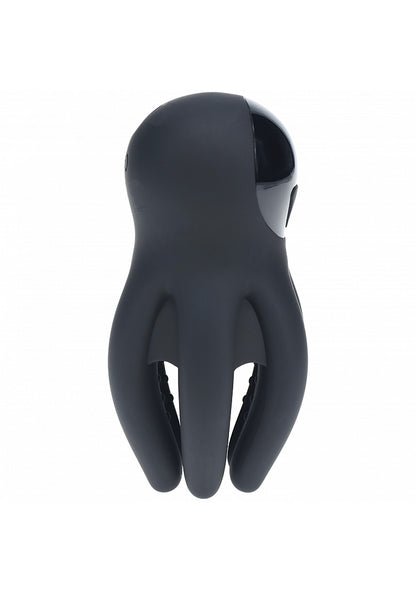 LEVELZ Digital Vibrating Silicone Penis Head Stimulator with Tentacles Black