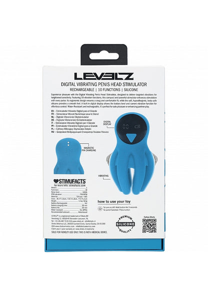 LEVELZ Digital Vibrating Silicone Penis Head Stimulator with Tentacles Teal