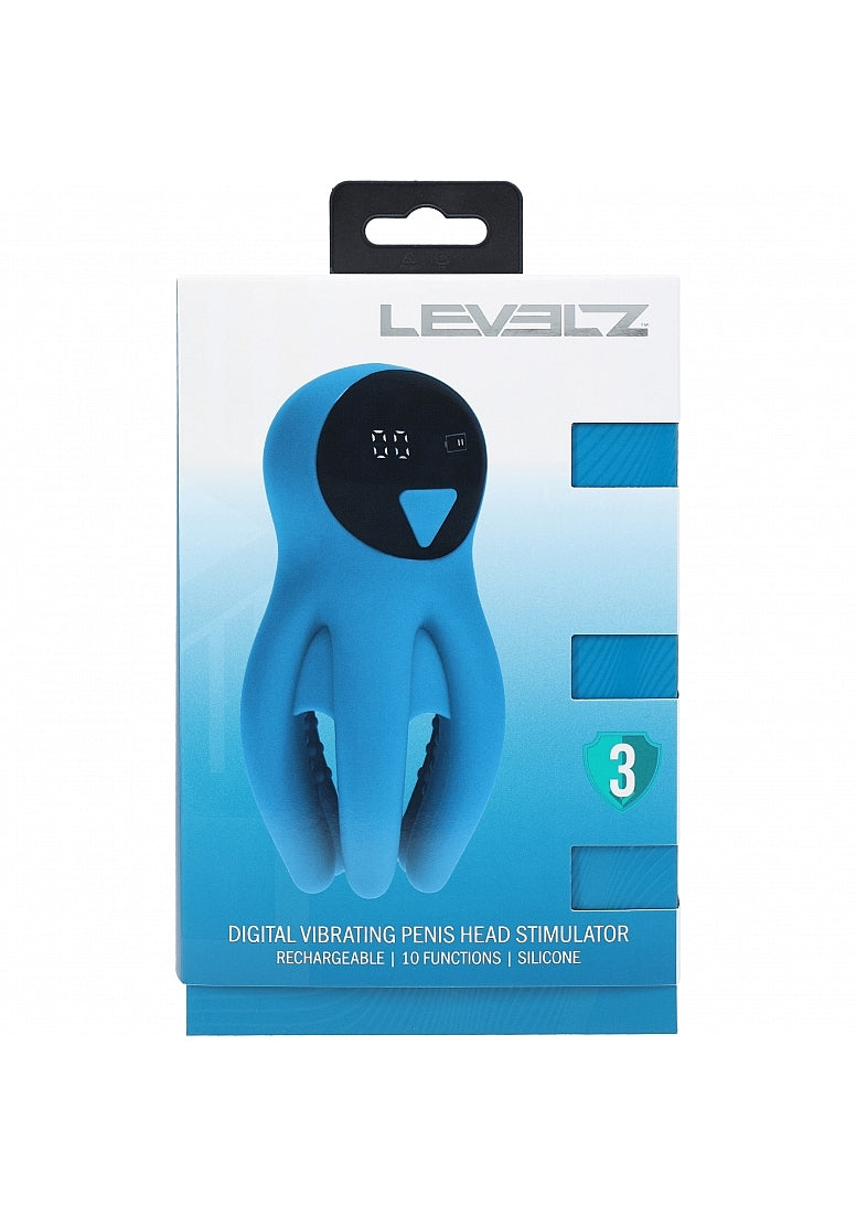 LEVELZ Digital Vibrating Silicone Penis Head Stimulator with Tentacles Teal