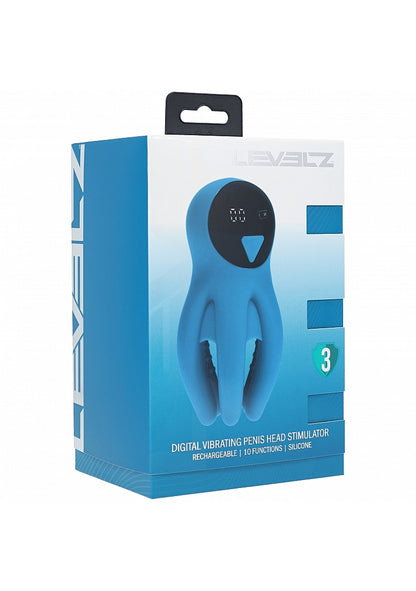 LEVELZ Digital Vibrating Silicone Penis Head Stimulator with Tentacles Teal