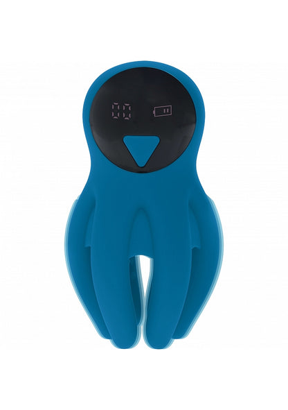 LEVELZ Digital Vibrating Silicone Penis Head Stimulator with Tentacles Teal