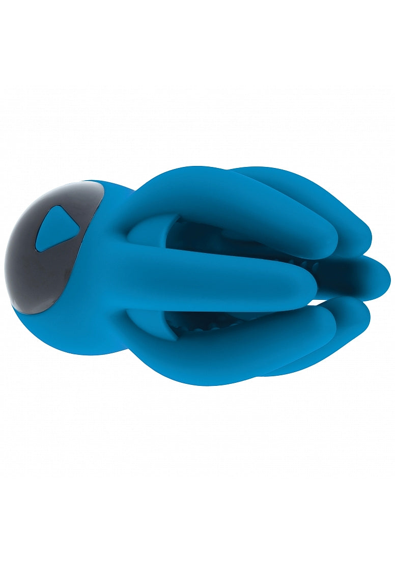 LEVELZ Digital Vibrating Silicone Penis Head Stimulator with Tentacles Teal
