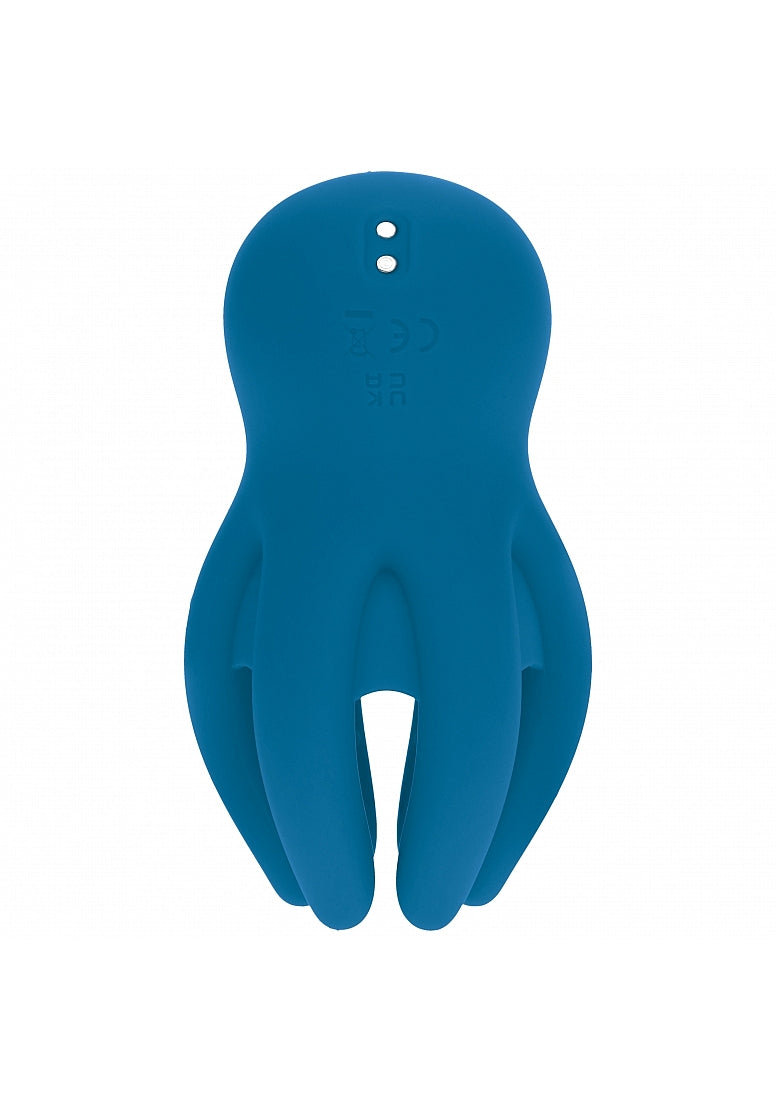 LEVELZ Digital Vibrating Silicone Penis Head Stimulator with Tentacles Teal