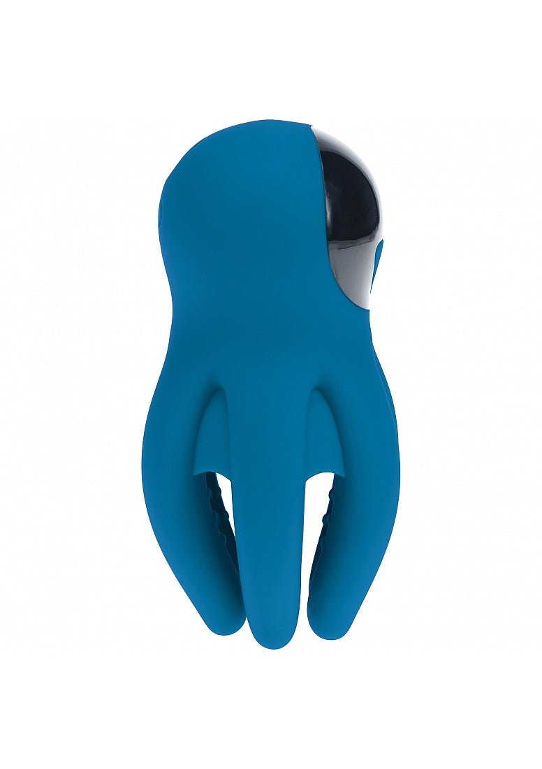 LEVELZ Digital Vibrating Silicone Penis Head Stimulator with Tentacles Teal