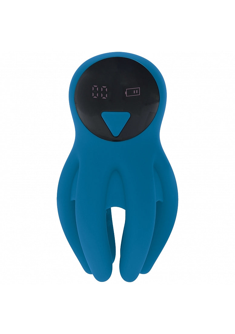 LEVELZ Digital Vibrating Silicone Penis Head Stimulator with Tentacles Teal