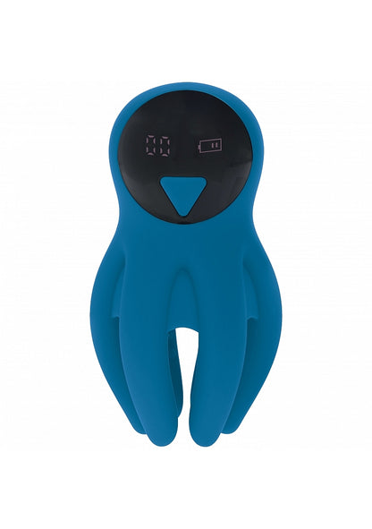 LEVELZ Digital Vibrating Silicone Penis Head Stimulator with Tentacles Teal