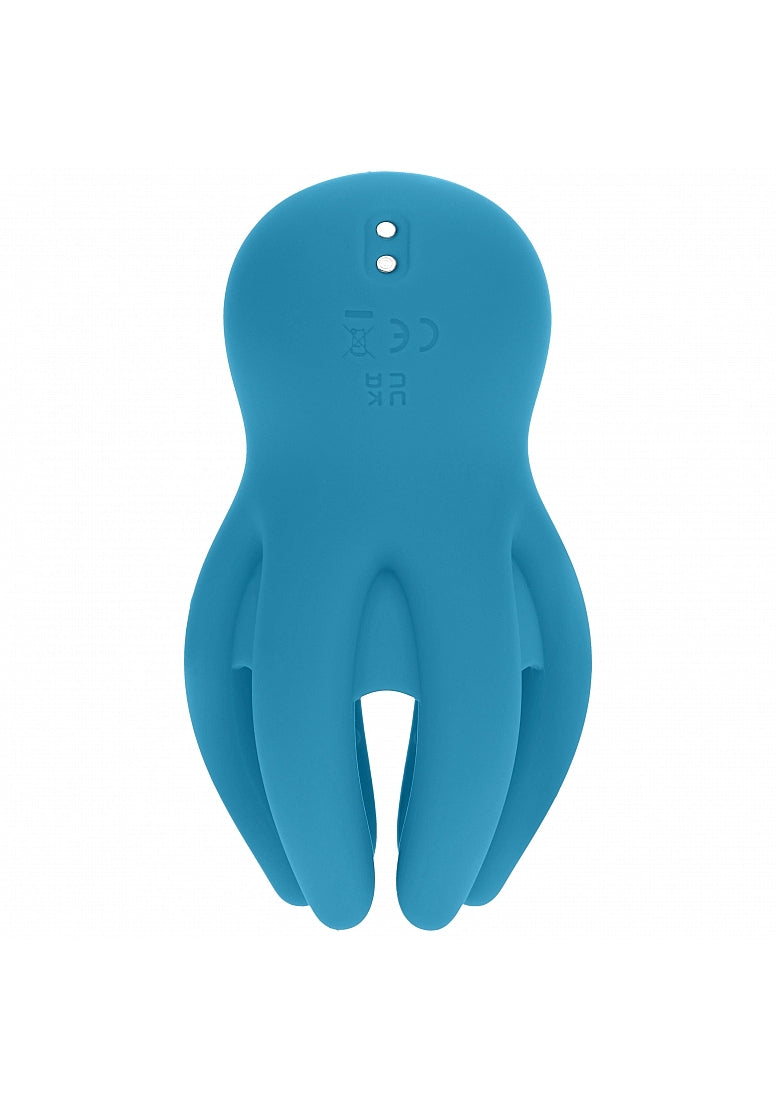 LEVELZ Digital Vibrating Silicone Penis Head Stimulator with Tentacles Teal