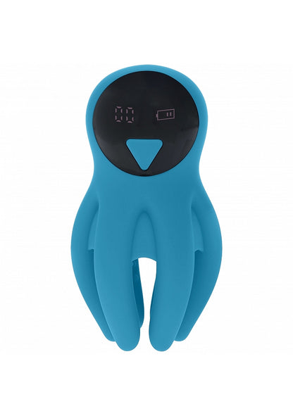 LEVELZ Digital Vibrating Silicone Penis Head Stimulator with Tentacles Teal