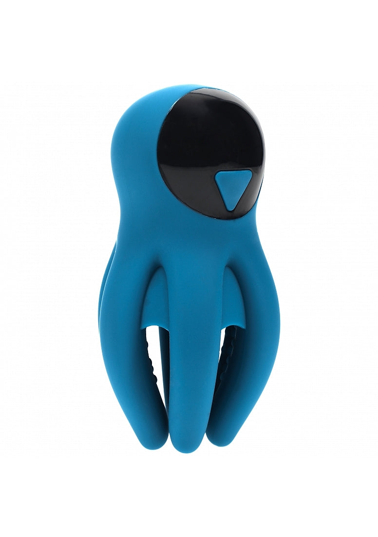 LEVELZ Digital Vibrating Silicone Penis Head Stimulator with Tentacles Teal