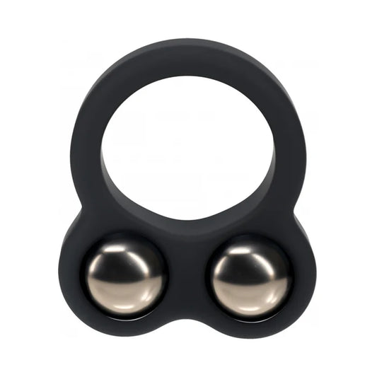 LEVELZ Liquid Silicone Double Weighted Ball Cock Ring Black