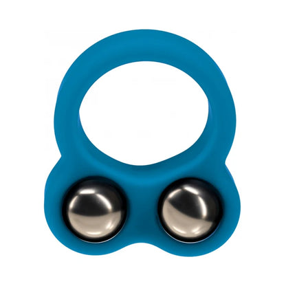 LEVELZ Liquid Silicone Double Weighted Ball Cock Ring Teal