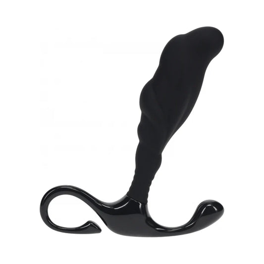 LEVELZ Rippled with Hard Loop Silicone Prostate Massager Large Black