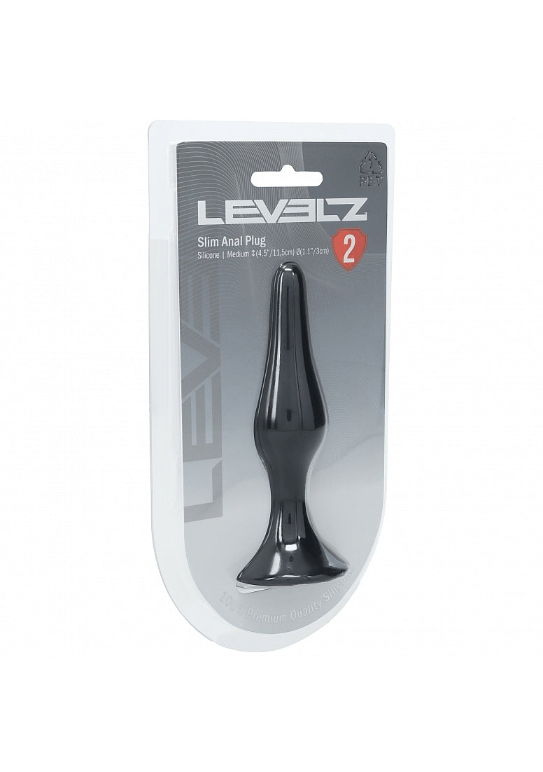 LEVELZ Slim Silicone Anal Plug Medium Black